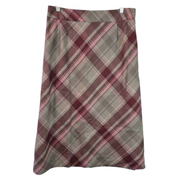 Pendleton Pink Tan Burgundy Vintage USA Wool Lined Max Skirt 12 - Picture 1 of 4